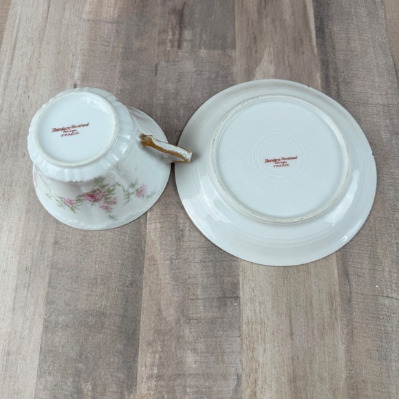 Vintage Theodore Haviland Limoges France Tea Cup and Saucer Floral - Picture 5 of 7